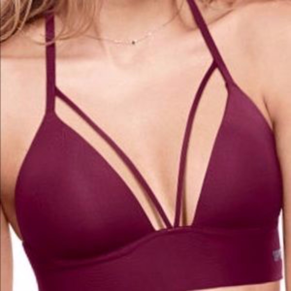 PINK VS bonded triangle push up in color maroon